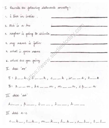 cbse class 1 english revision worksheet set j practice worksheet for